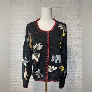 Vintage Safari Animal Theme Grandma Sweater Cardigan